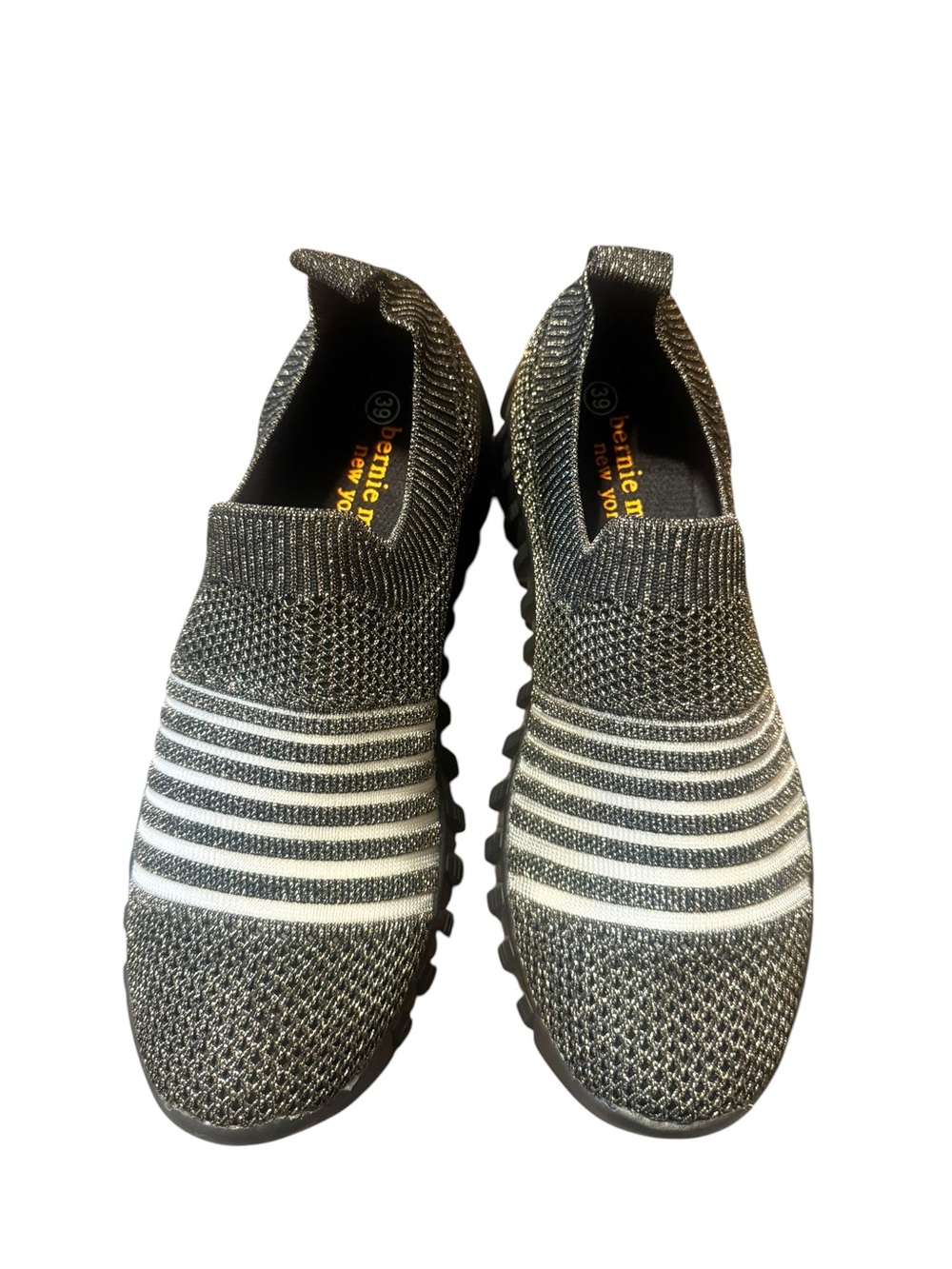 NWOB bernie mev. Knit Slip-On Sneakers in Black and White Stripe EU 39